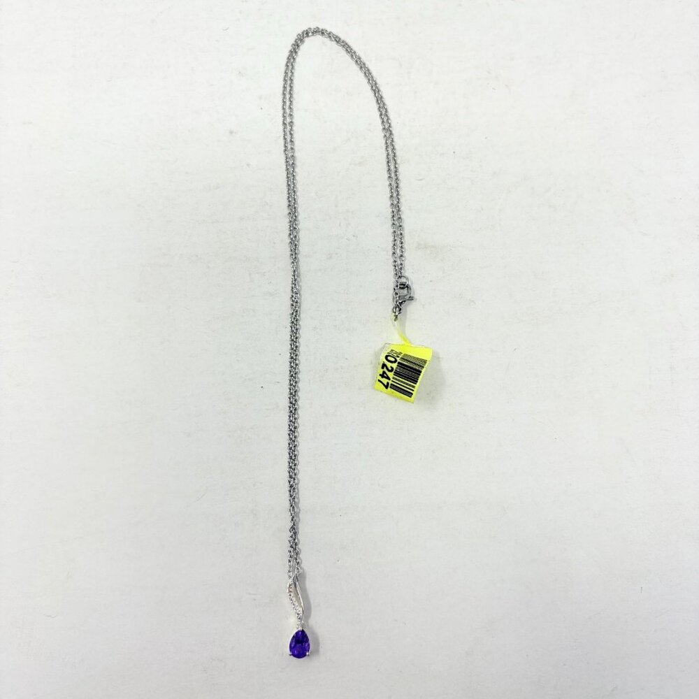 Shop‎ LC Amethyst Sterling Silver Pendant With Stainless Steel Chain 20in 5120